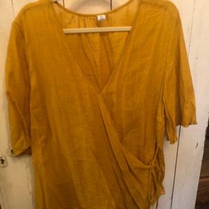 yellow wrap top